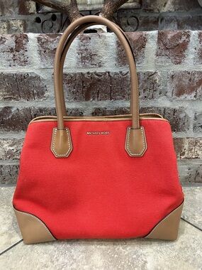 Michael Kors Canvas Tote with Tan Leather Accents